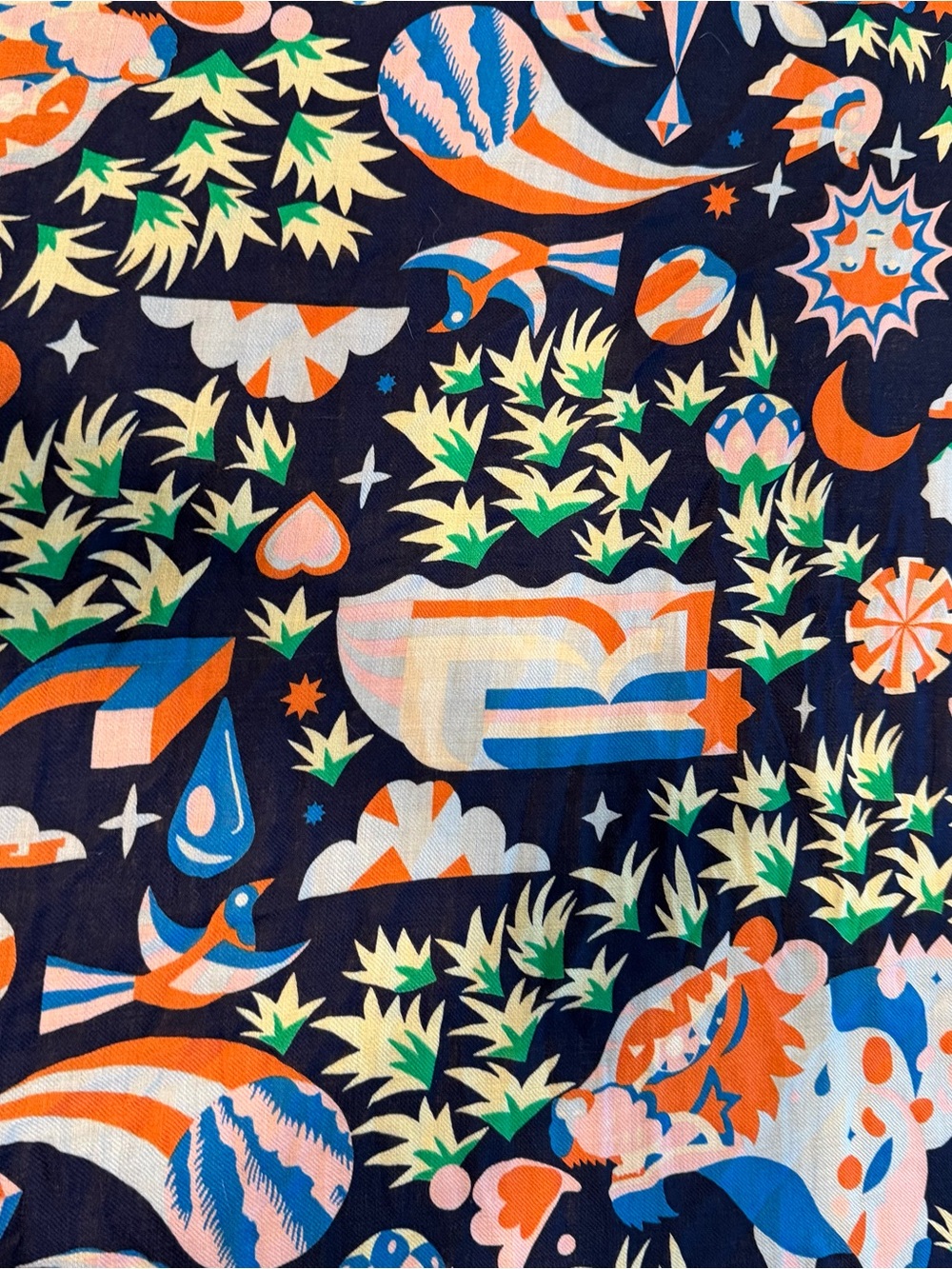 Inoui Editions 100% Wool Illustrated Art Scarf Multicolor French Designer - Picture 6 of 13